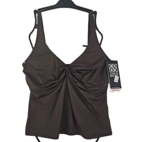 Coco Reef Tankini Top 40DD Bra Size Brown Swimsuit Tank Top NWT. - Picture 3 of 16